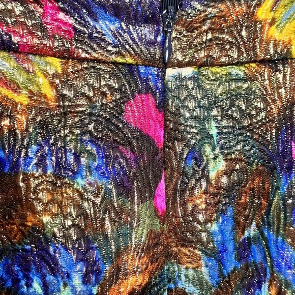 J. Crew Silk Cotton Black Floral Metallic Textured Straight Pencil Skirt 4 - Picture 4 of 9